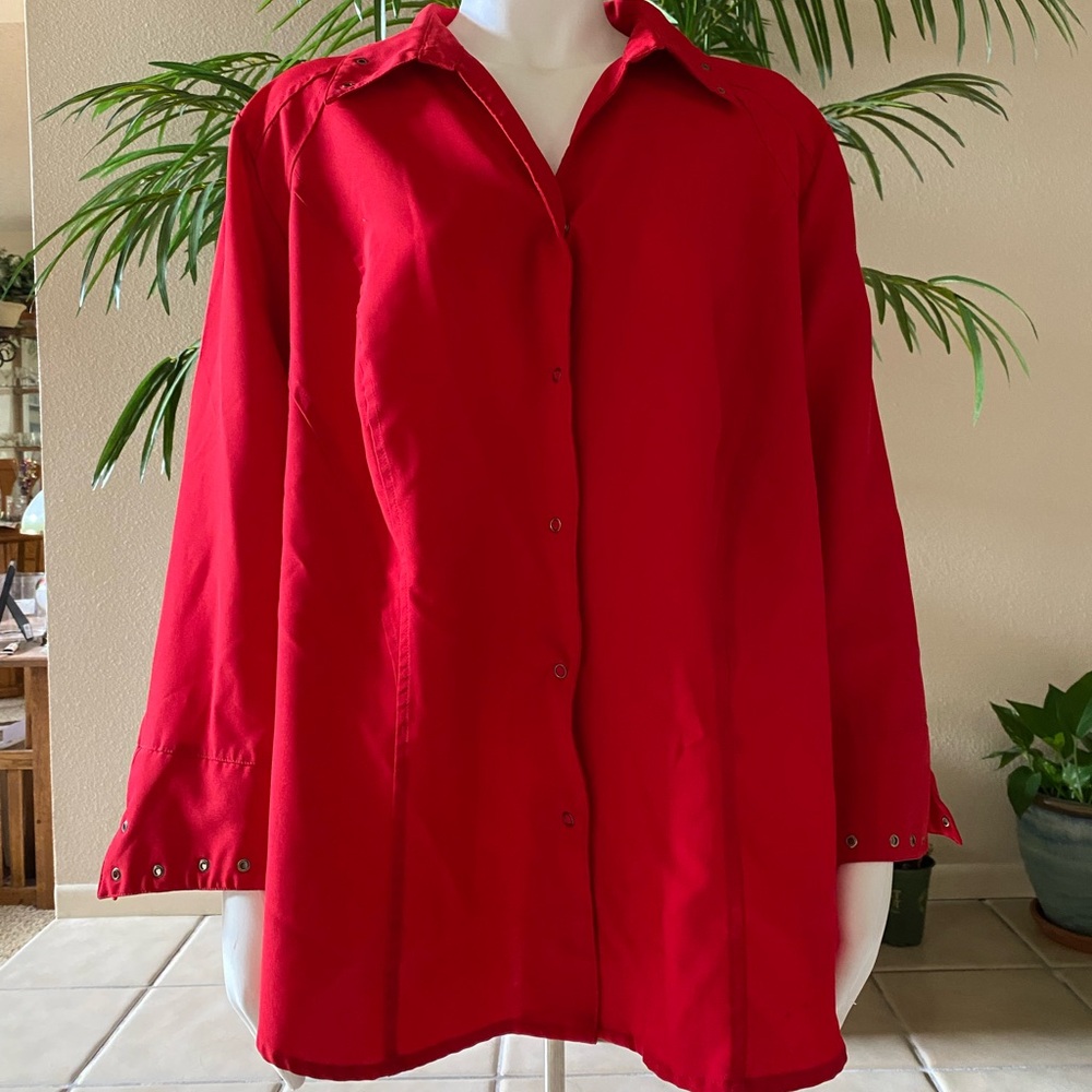 Red Long Sleeve Button Up